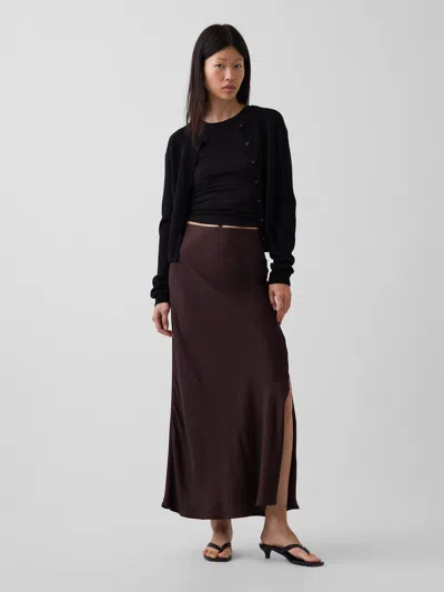Gap Maxi Slip Skirt In Terra Brown