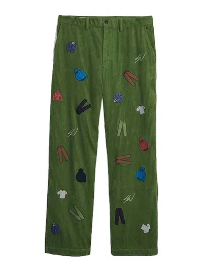 Pre-owned Gap Men's  Reissue × Sean Wotherspoon Embroidered Corduroy Relaxed Pants With Washwell In Bright Pest