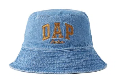 Pre-owned Gap Men's  X Dap Reversible Logo Denim Bucket Hat In Light Indigo