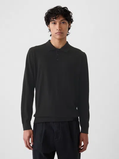 Gap Merino Polo Shirt Sweater In Black