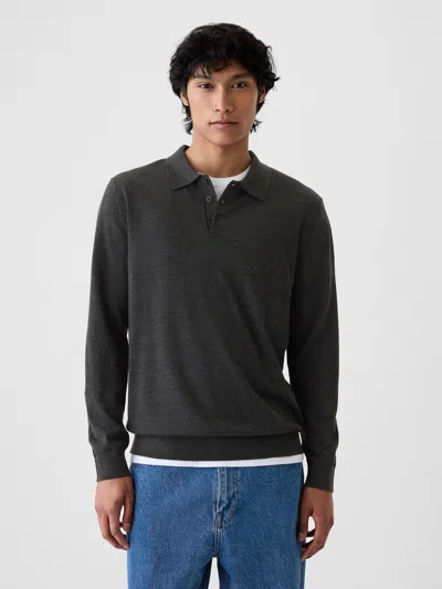 Gap Merino Polo Shirt Sweater In Charcoal