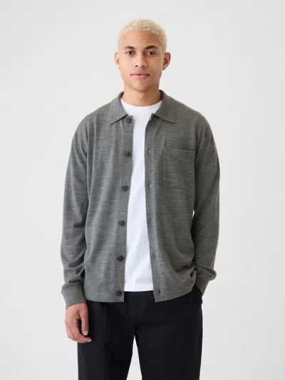 Gap Merino Sweater Shirt In Grey