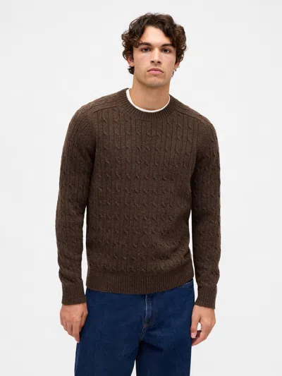 Gap Merino Wool-blend Cable-knit Sweater In Brown