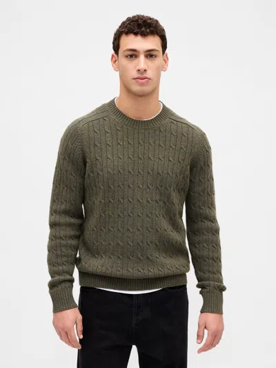 Gap Merino Wool-blend Cable-knit Sweater In Gray