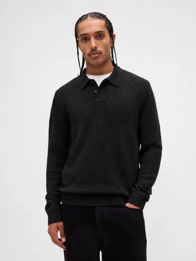 Gap Merino Wool-blend Polo Shirt Sweater In Black