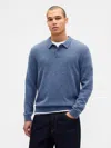 Gap Merino Wool-blend Polo Shirt Sweater In Blue