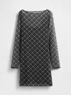 Gap Mesh Boatneck Mini Dress In Gray