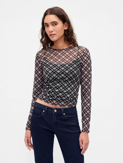 Gap Mesh Crop T-shirt In Black