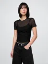 Gap Mesh Cropped T-shirt In Black
