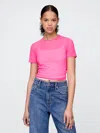 Shop Gap Mesh Cropped T-shirt In Phoebe Pink