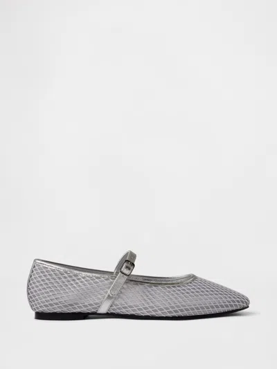 Gap Mesh Mary Jane Flats In Silver