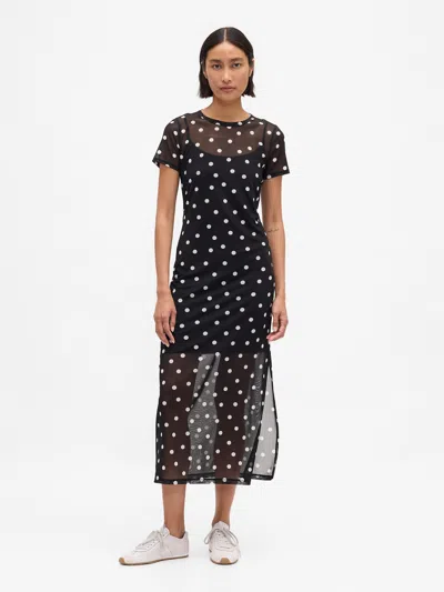 Gap Mesh Maxi Dress In Black