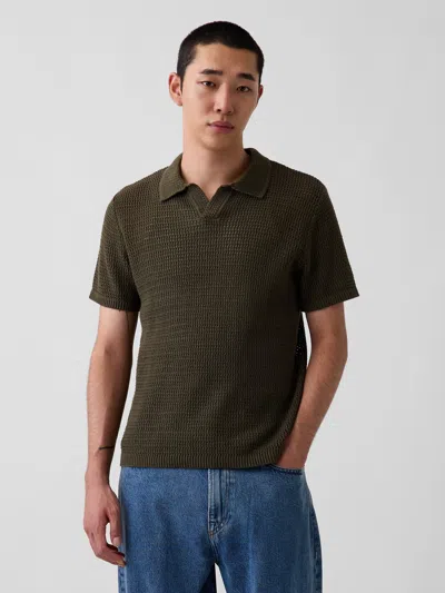 Gap Mesh Polo Shirt Sweater Shirt In Bamboo