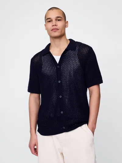 Gap Mesh Sweater Shirt In Dark Night
