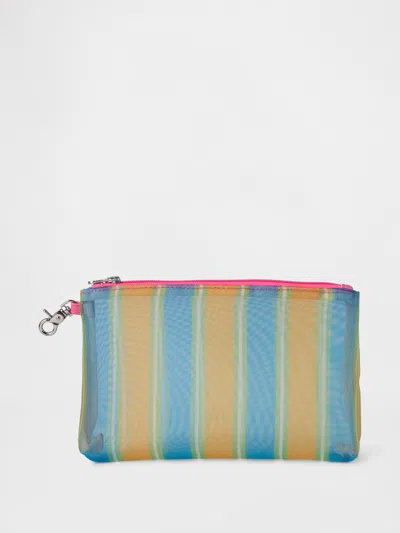 Gap Mesh Zip Pouch Bag In Blue Stripe