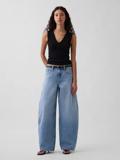 Gap Mid Rise Baggy Taper Jeans In Blue