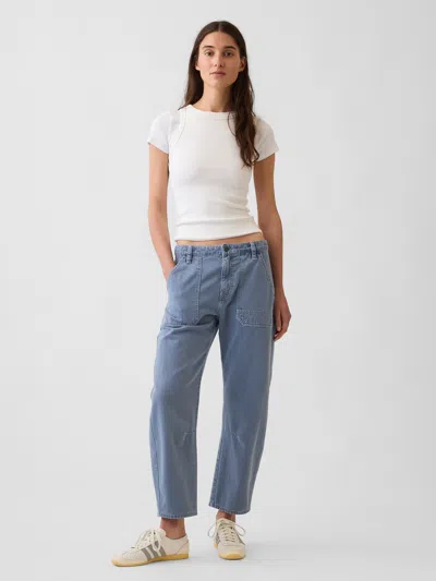 Gap Mid Rise Barrel Utility Pants In Blue