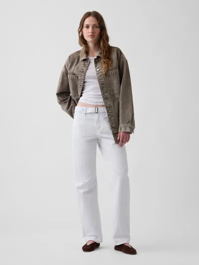 Gap Mid Rise Belted Straight Taper Jeans In Winter White