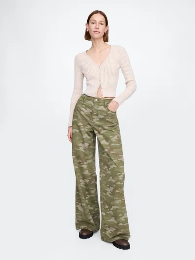 Gap Mid Rise Camo Baggy Jeans In Green Camo