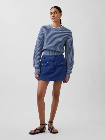 Gap Mid Rise Cargo Mini Skort In Blue