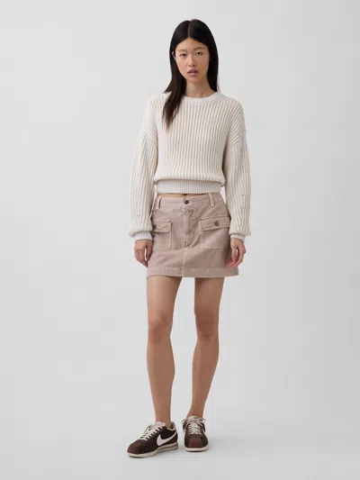 Gap Mid Rise Cargo Mini Skort In Brown