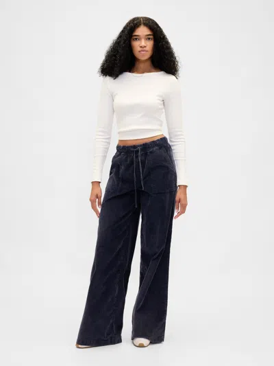 Gap Mid Rise Corduroy Baggy Pants In Blue