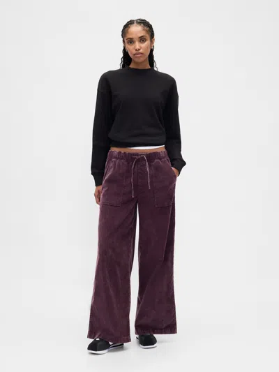 Gap Mid Rise Corduroy Baggy Pants In Purple