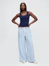 Gap Mid Rise Easy Baggy Jeans In Blue Railroad Stripe