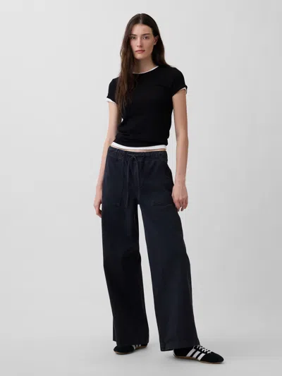 Gap Mid Rise Easy Baggy Pants In Black