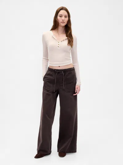 Gap Mid Rise Easy Baggy Pants In Brown