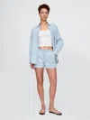 Gap Mid Rise Easy Denim Boxer Shorts In Blue Railroad Stripe