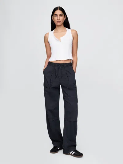 Gap Mid Rise Easy Utility Barrel Pants In Black