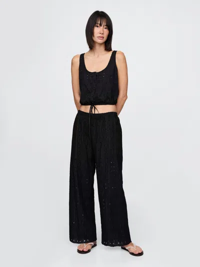 Gap Mid Rise Eyelet Easy Wide-leg Pants