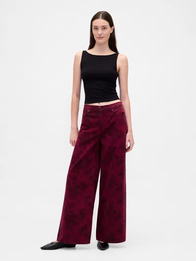 Gap Mid Rise Floral Baggy Jeans In Multi