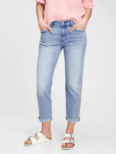Gap Mid Rise Girlfriend Jeans In Blue