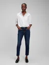 Gap Mid Rise Girlfriend Jeans With Washwell In Dark Wash