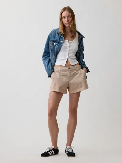 Gap Mid Rise Khaki Shorts In Wicker Tan