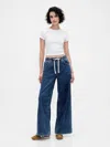 Gap Mid Rise Knit Denim Baggy Jeans In Blue