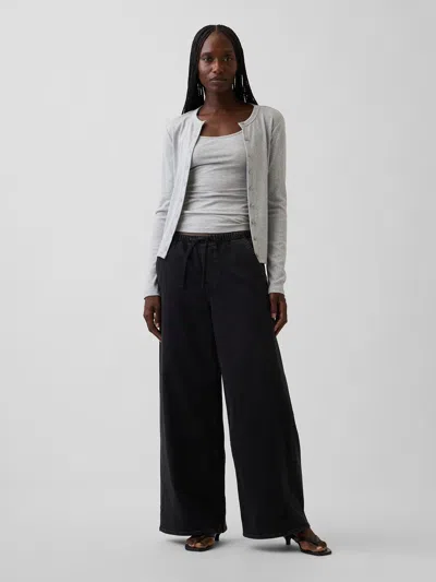 Gap Mid Rise Knit Easy Baggy Jeans In Black Wash