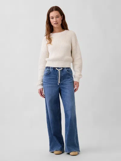 Gap Mid Rise Knit Easy Baggy Jeans In Blue