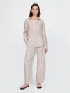 Gap Mid Rise Linen-blend Easy Barrel Pants In Flax Linen Tan
