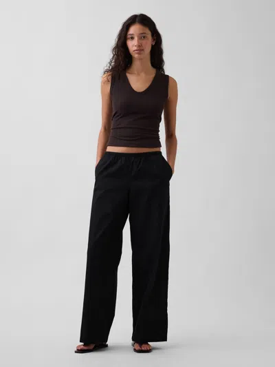 Gap Mid Rise Relaxed Easy Wide-leg Pants In Black