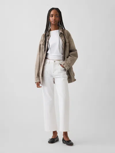 Gap Mid Rise Relaxed Flare Crop Jeans In Metallic