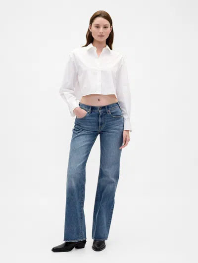 Gap Mid Rise Relaxed Flare Jeans In Blue