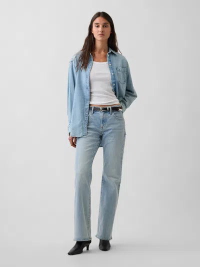 Gap Mid Rise Relaxed Flare Jeans In Light Wash
