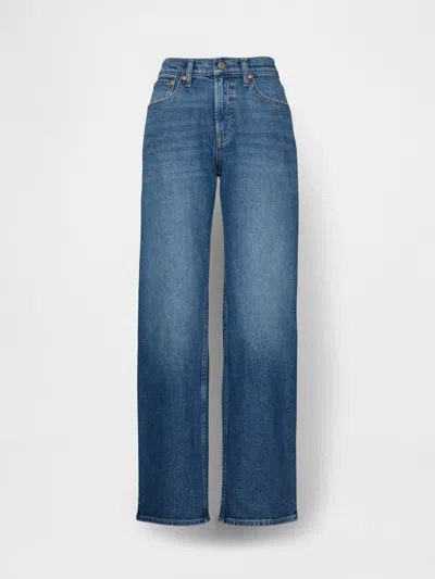Gap Mid Rise Relaxed Straight Jeans In Blue