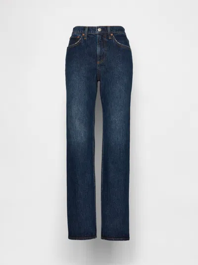 Gap Mid Rise Relaxed Straight Jeans In Blue