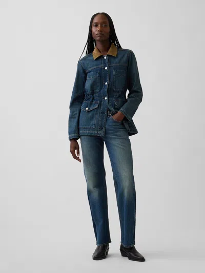 Gap Mid Rise Relaxed Straight Jeans In Dark Wash Indigo