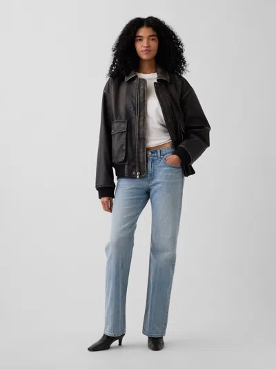 Gap Mid Rise Relaxed Straight Jeans In Light Tint Indigo
