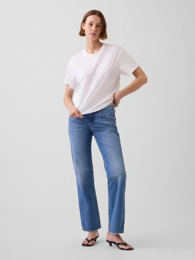 Gap Mid Rise Relaxed Straight Jeans In Medium Wash